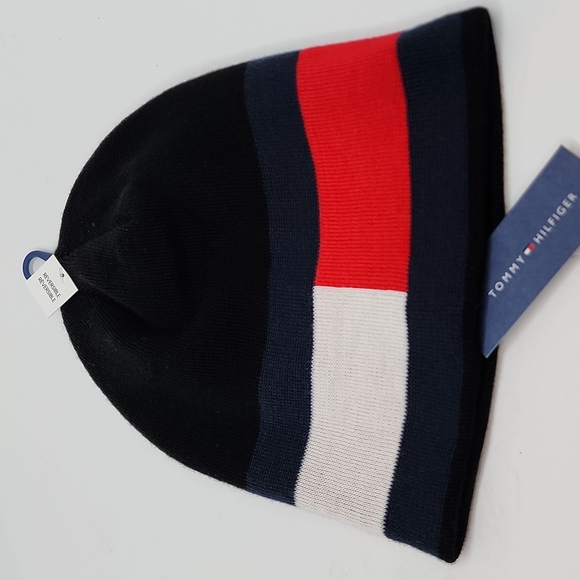 TOMMY HILFIGER HAT BEANIE , BLACK, UNISEX, REVERSIBLE - Picture 12 of 12